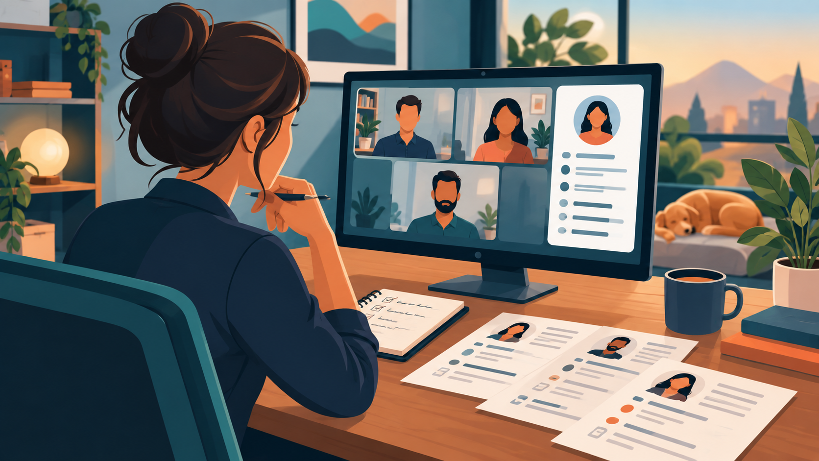 Hiring manager reviewing remote candidates