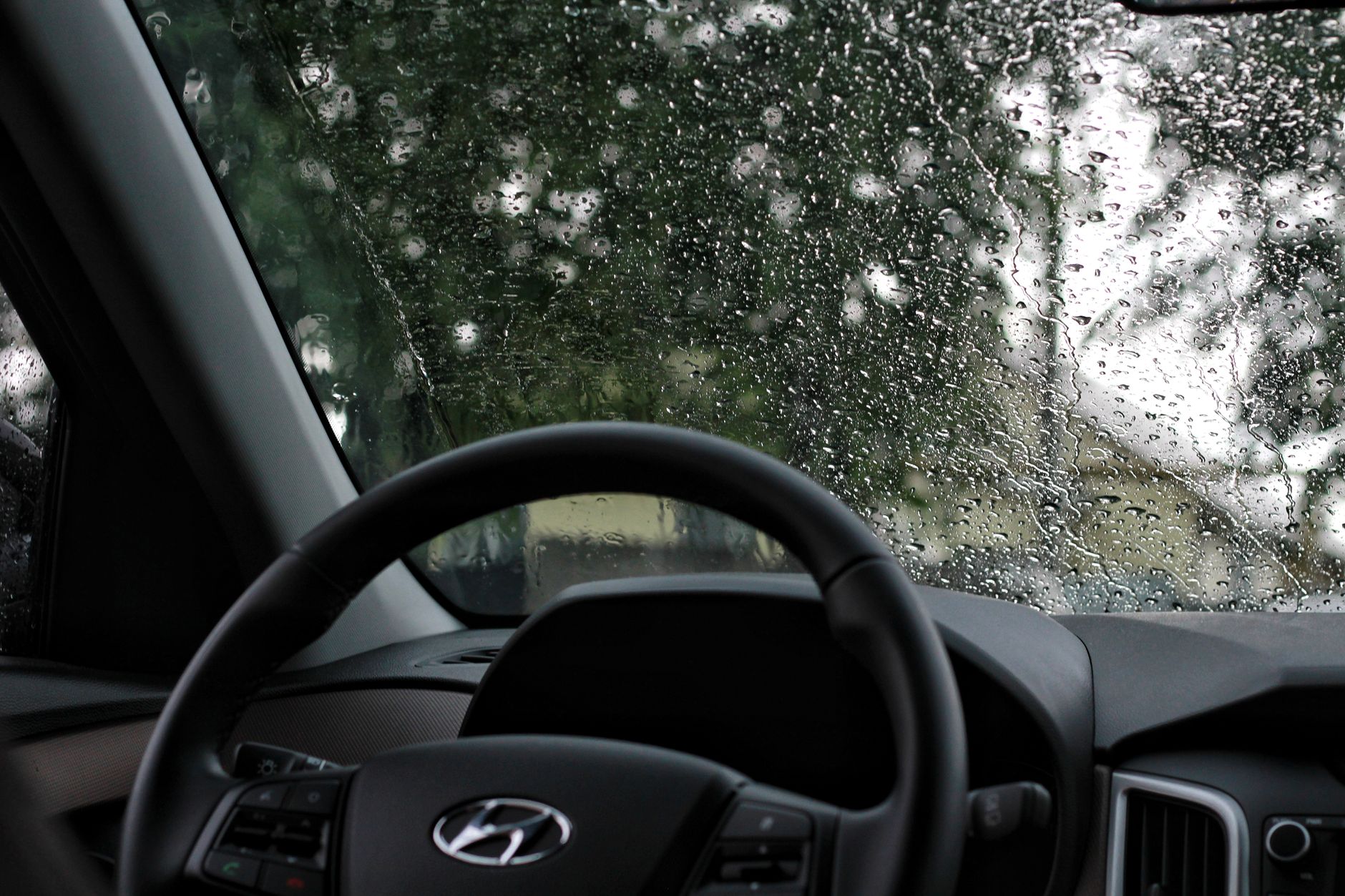 water droplets on a car windshield