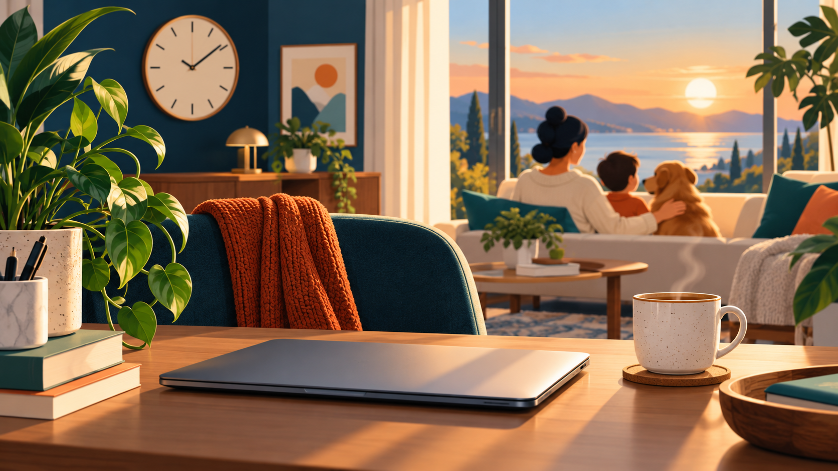 Peaceful transition from remote work to family time
